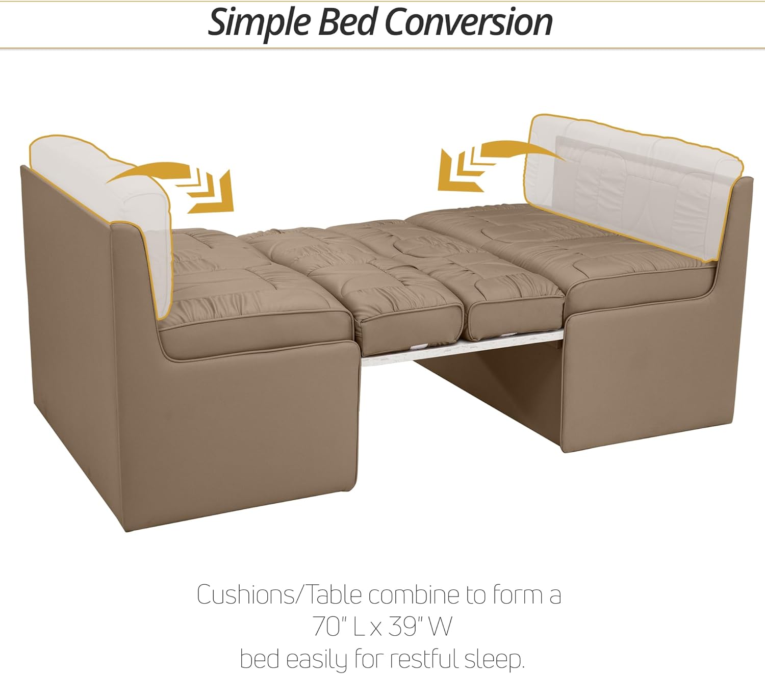 De Leon RV Dinette, Bed with Storage, w/Blanco Table, Ultimate Leather, Light Sand