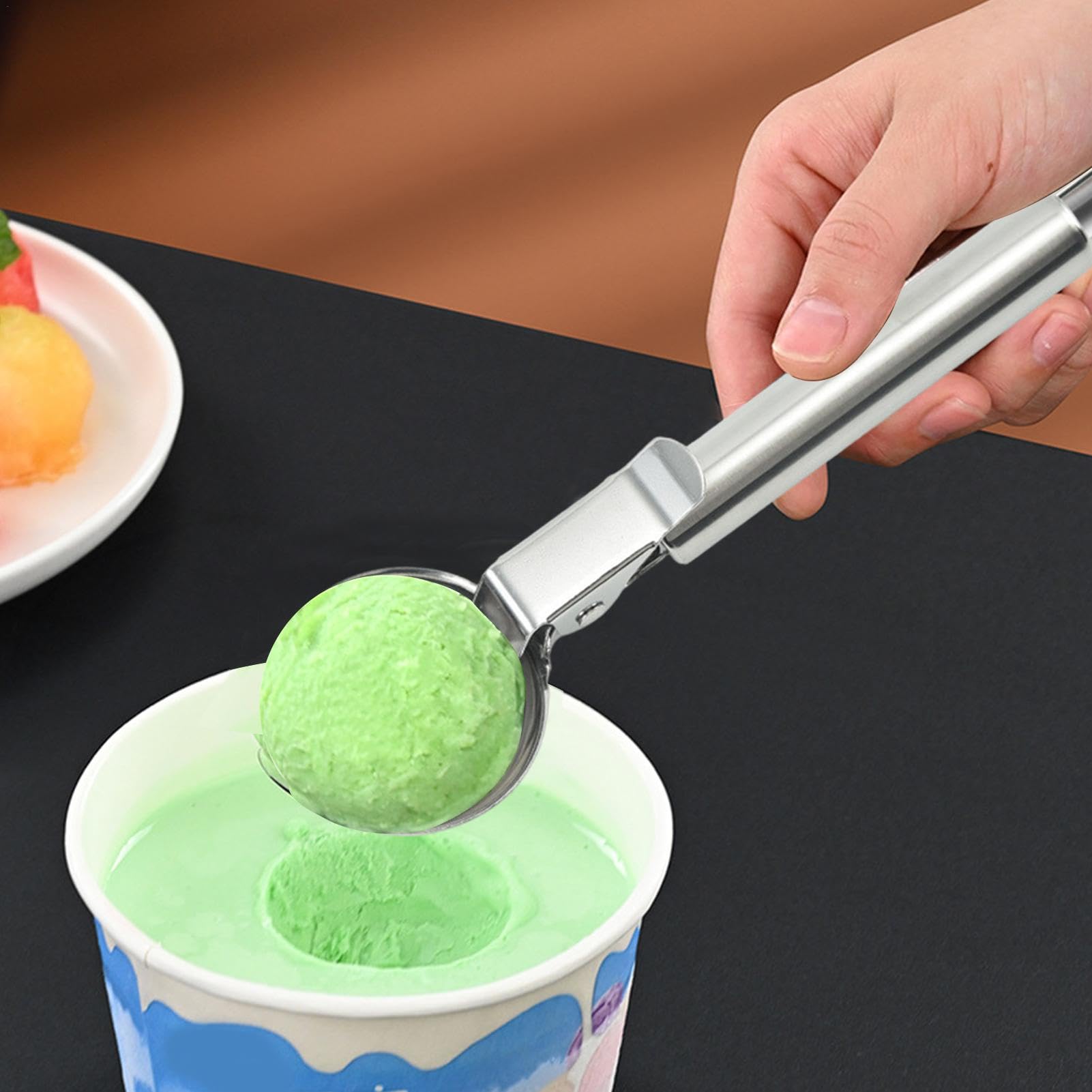 Cuillère à Portionner En Inox - Pour Cookies, Glaces, Boulettes, Avec Mécanisme à Gâchette, Facile à Nettoyer