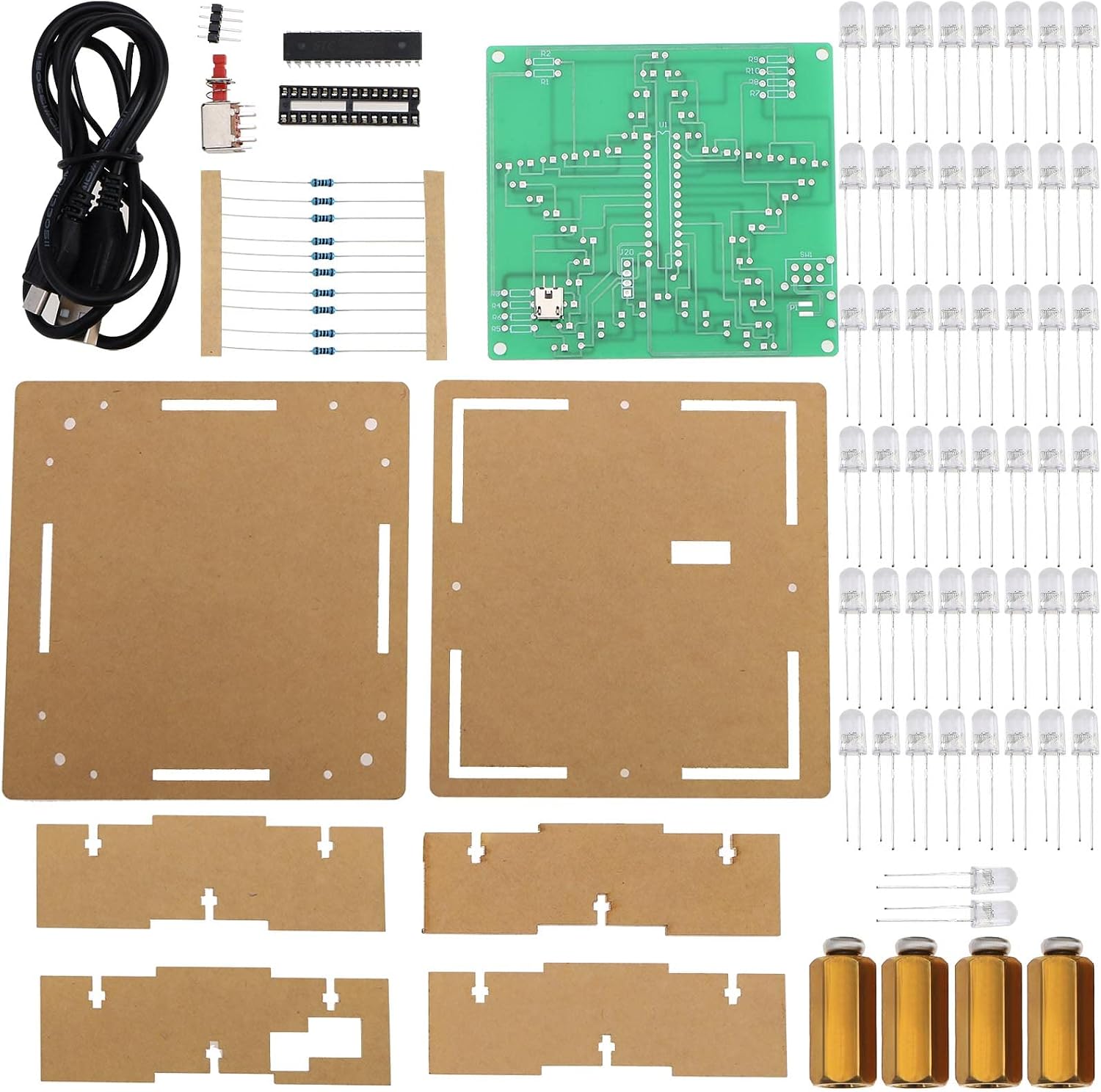 VGOL Star-shaped DIY Electronic Soldering Set Project LED Soldering Exercise Set PCB Boards with Housing & USB Cable for Welding Beginners