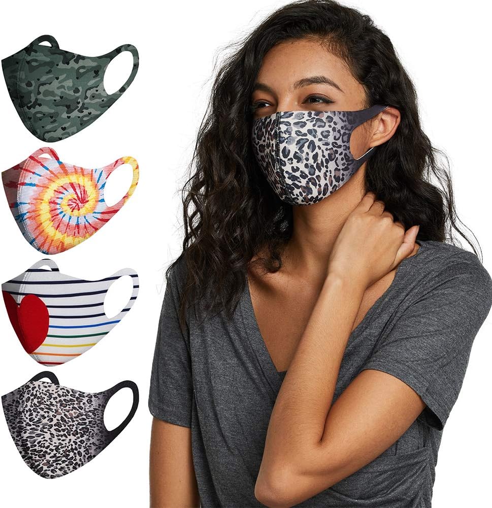 Print Contoured reusable & washable & nice Face Mask - Set Of Four