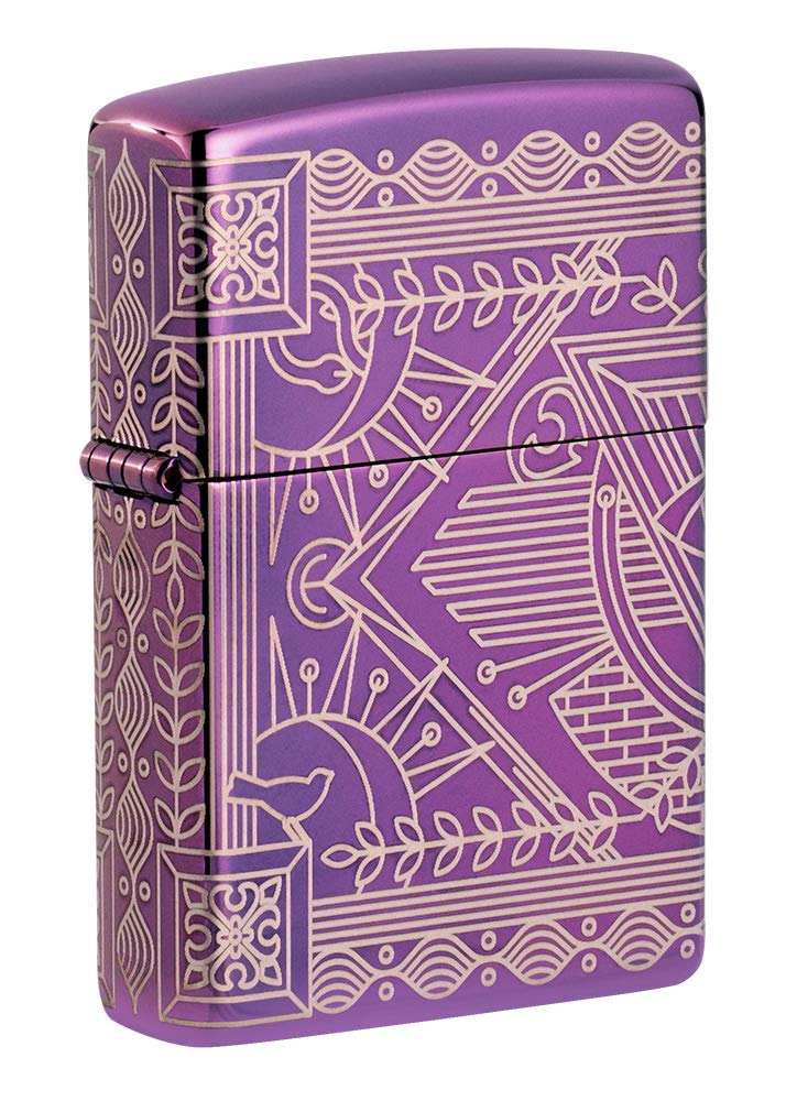 ZIPPO – Sturmfeuerzeug, Hyper Pastiche, 360° Laser Engraved, High Polish Purple, nachfüllbar, in hochwertiger Geschenkbox