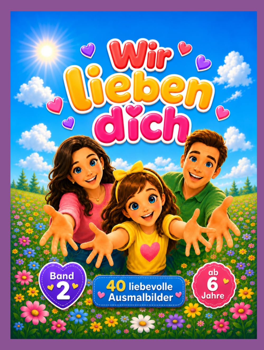 Wir lieben dich: Malbuch ab 6 Jahren - 40 einfache Ausmalbilder voller Gefühl, geliebt zu sein