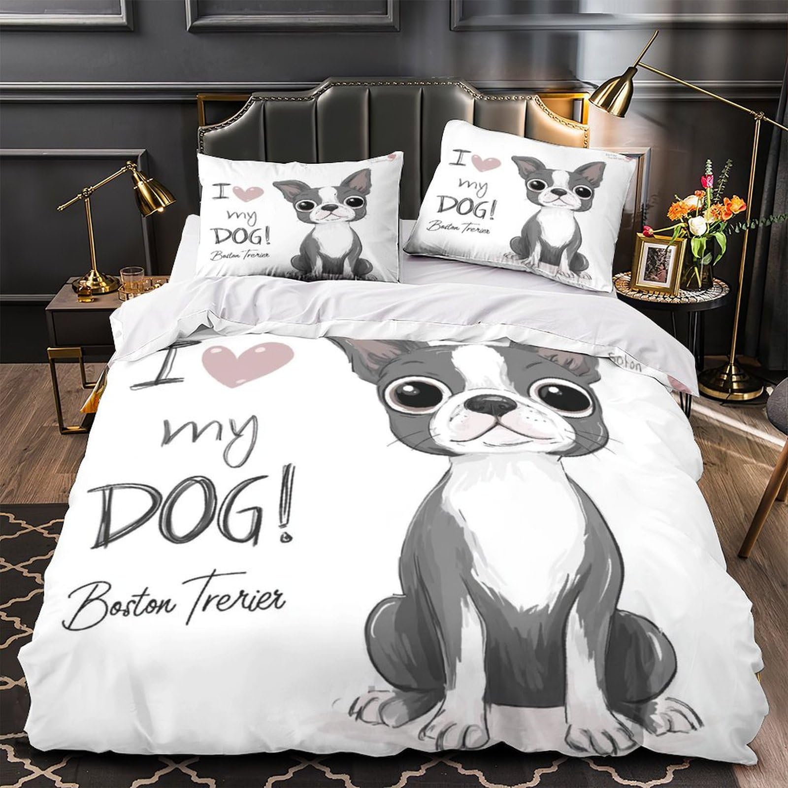 Parure de lit chien Border Collie housse de couette 200x200 photographie nature en microfibre 3D