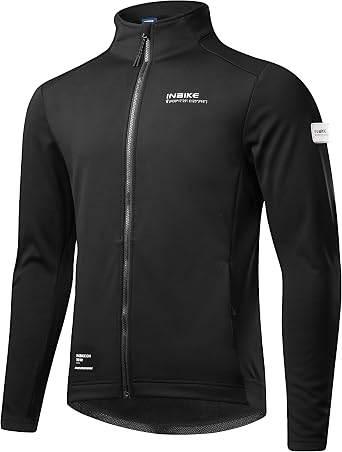 INBIKE Cycling Jackets for Men Women, Thermal Bike Jacket Windproof Breathable Reflective Softshell Windbreaker with Pocket