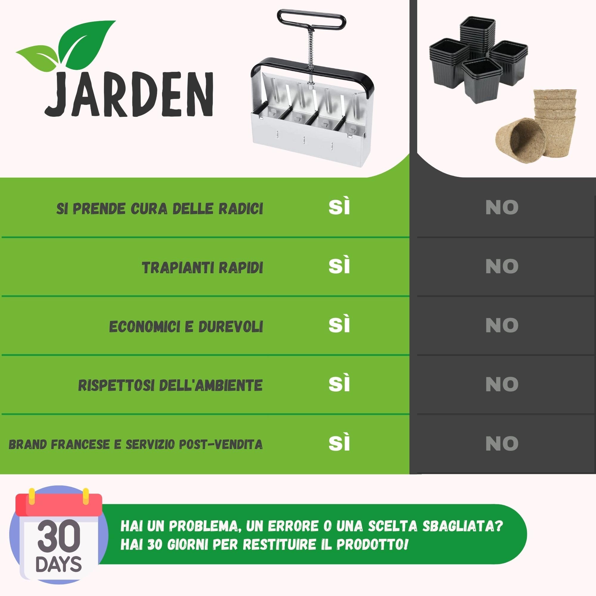 Jarden® Pressa Professionale per Terreno - Zolle quadrate da 4 x 5 cm - Attrezzo da Giardinaggio in Acciaio Inox per piantare Semi, piantine e talee