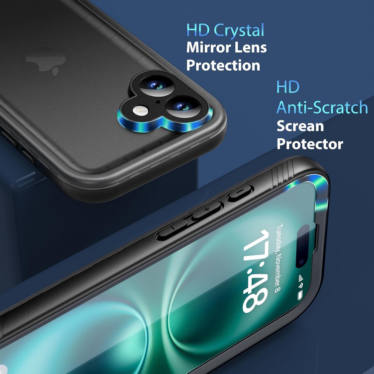 SPORTLINK for iPhone 16 Waterproof Case - Shockproof Dustproof Case with Built-in Clear Screen Protector, Full Body Heavy Duty Sealed Protective Cover for i Phone 16 6.1" Black