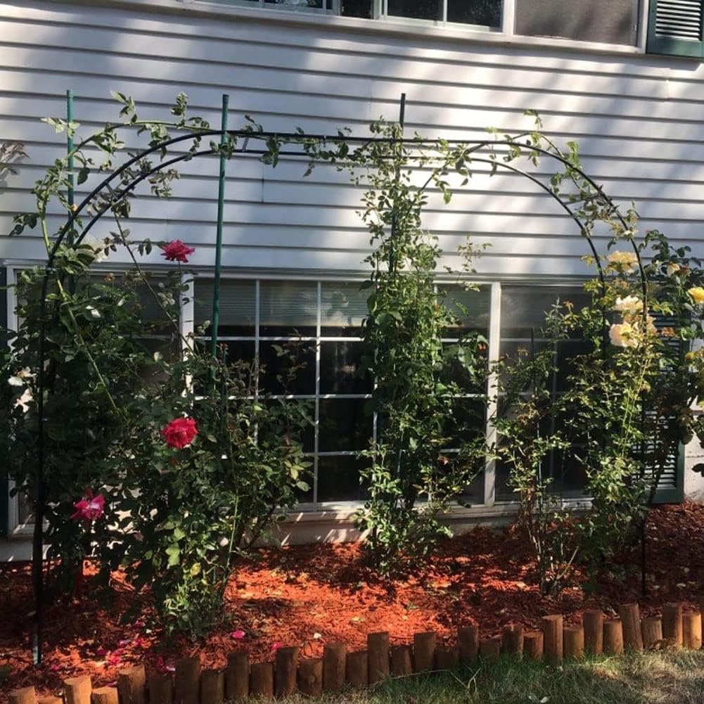 Large Metal Garden Arch, Heavy Duty Rose Arches Arbor Flower Stand, for Climbing Plants Support Archway Garden Decoration, Black,Black,W2.4M*H2.2M