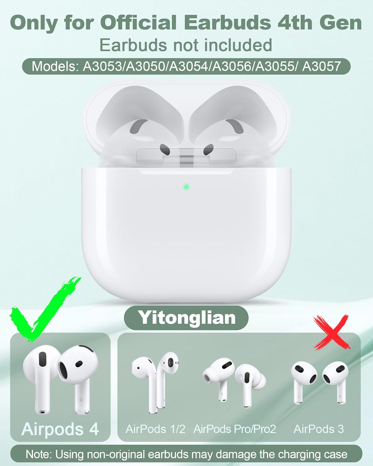 Wireless Charger Case Replacement for Airpods 4th Generation - Charging Case to USB-C Without Earbuds - Image 2