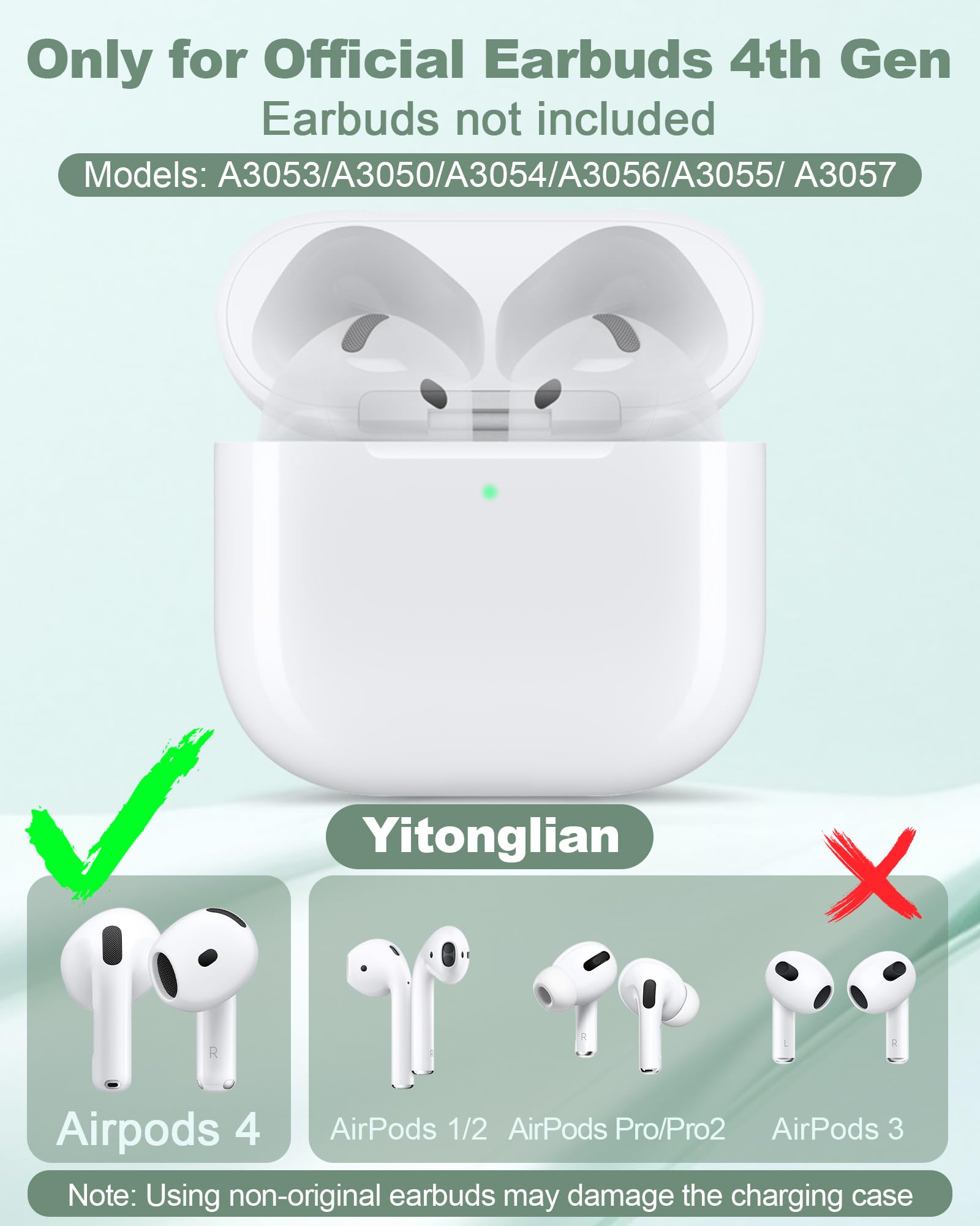 Charging Case Replacement for Airpods 4th Generation - Wireless Charger Case to USB-C Without Earbuds