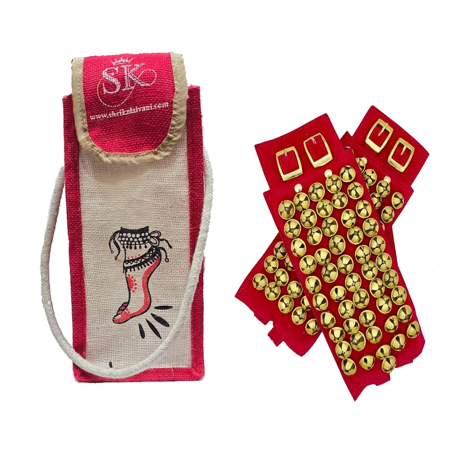 Shri Kalaivani Brass Ghungroo Ankle Bells Velvet Pad for Classical Kathak Dance with Adjustable Strap - Maroon - Review, Price and Buying Guide