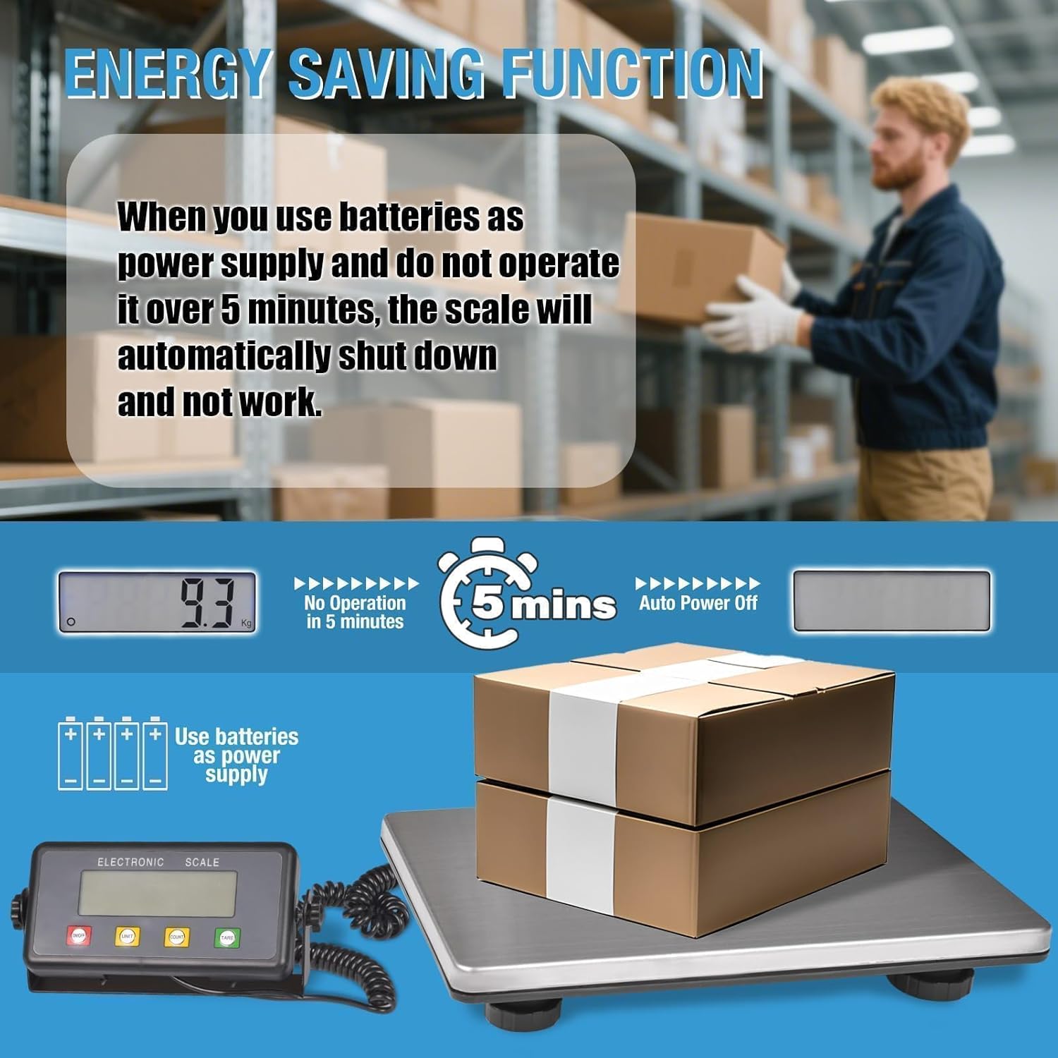 SurmountWay Large Shipping Scale, 440lb/0.2lb Digital Postal Scale with Tare/Count/Auto-Off Function, High Accurate Shipping Scale for Packages,Small Business,Luggage,Warehouse,Home (15.3"x11.8")
