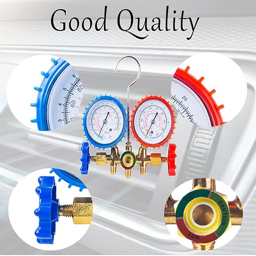 Set de Manómetro para AC Automotriz, Kit de Carga de Freón R134a miniatura 6
