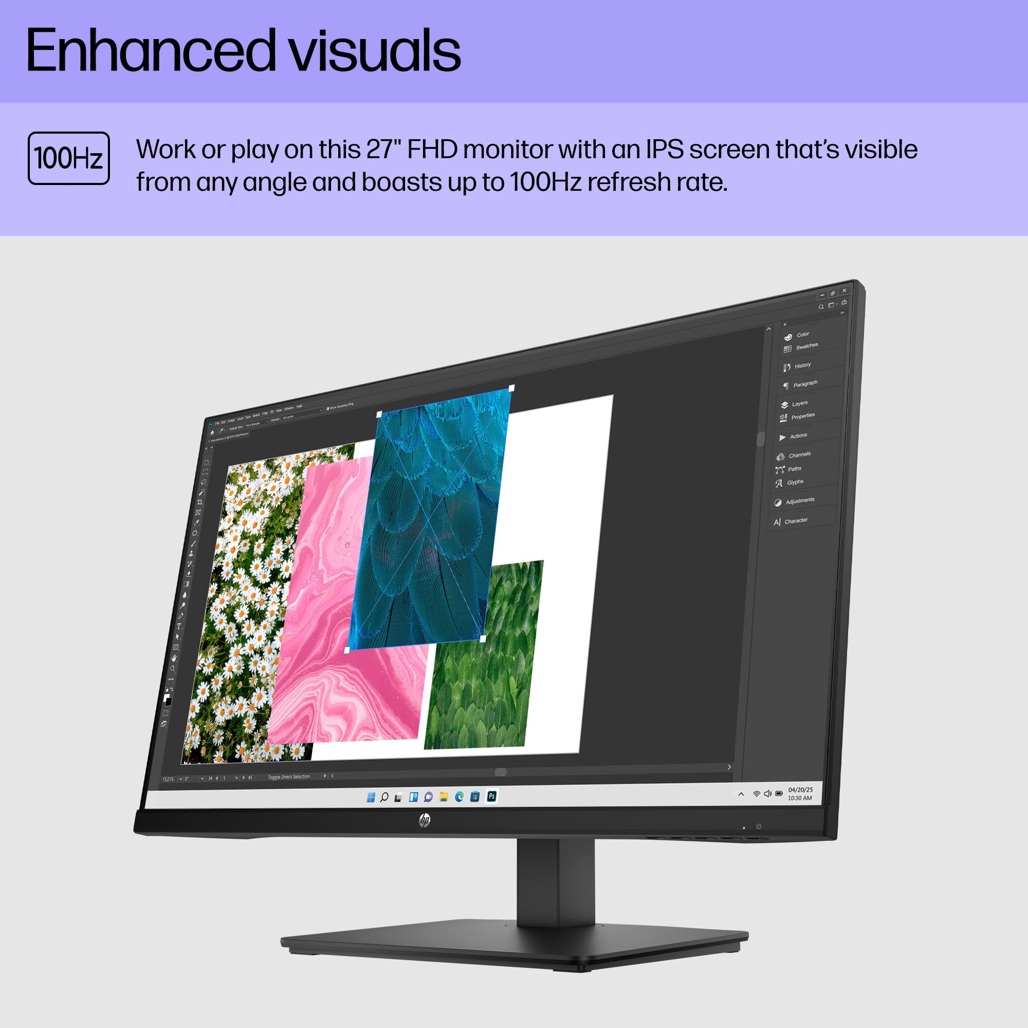 HP Series 3 27 inch FHD Monitor, Full HD Display (1920 x 1080), IPS Panel, 1300:1 Contrast Ratio, 250 Nits, Eye Ease with Eyesafe Certification, Black, 327se (2025)