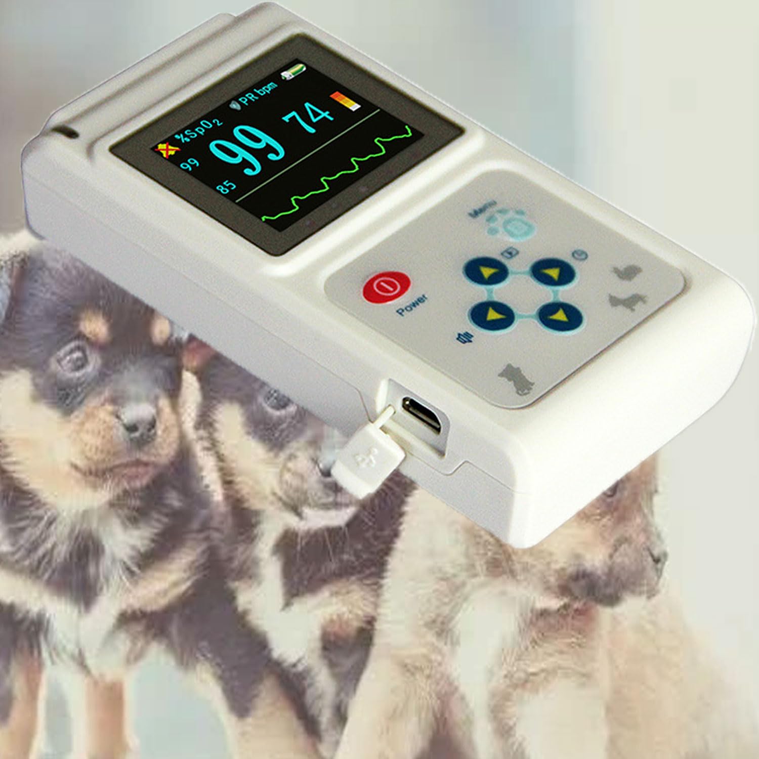 Máquina de presión arterial para mascotas, oxímetro de pulso veterinario portátil de 1,8 pulgadas, monitor de frecuencia de pulso de saturación de oxígeno para mascotas, medición de 0% ~ 100% SpO2