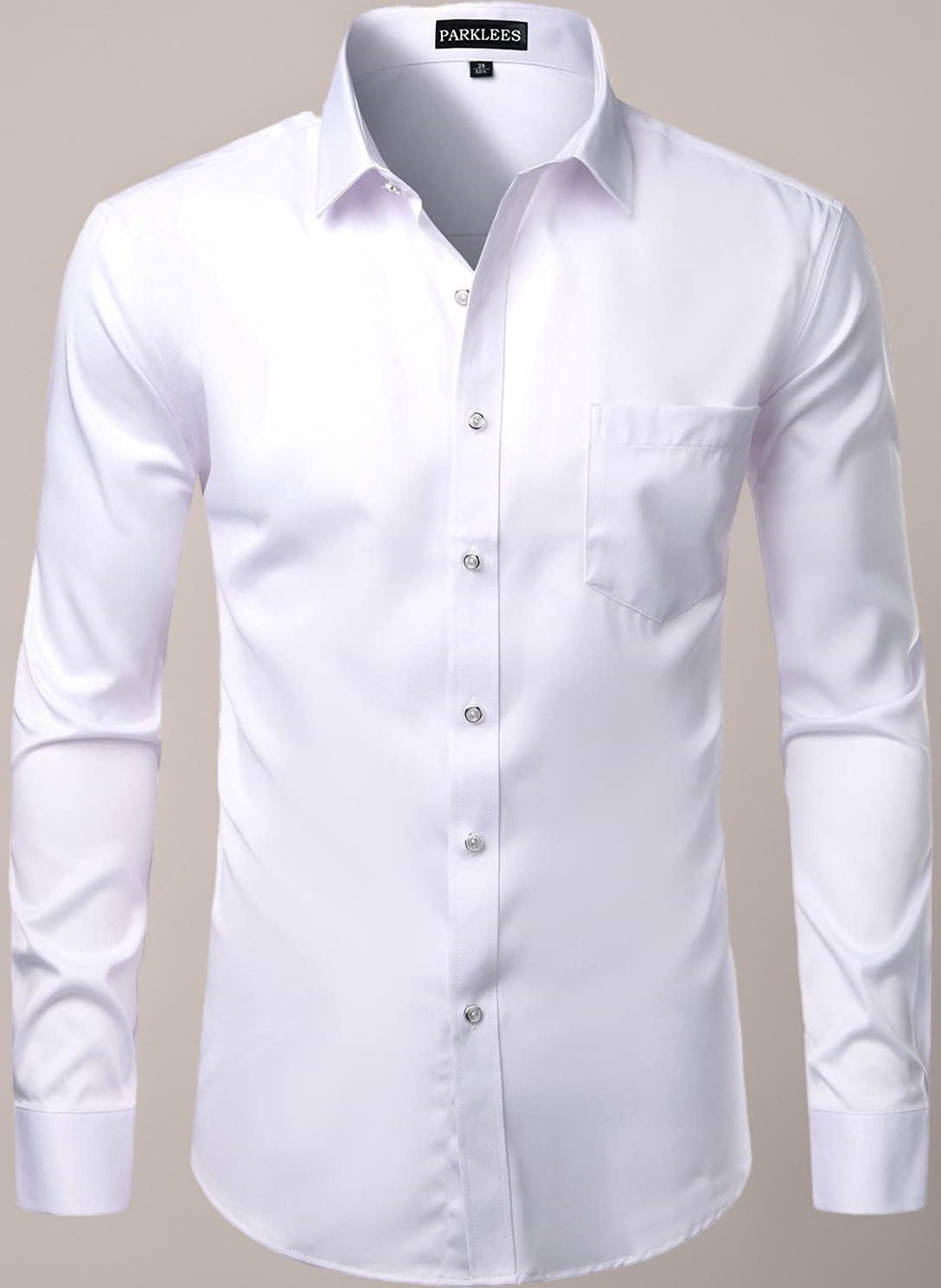 PARKLEES Men's Slim Fit Formal Long Sleeve Casual Business Party Dress Shirts with Chest Pocket