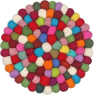 Topfuntersetzer Filz, Filzkugel Untersetzer, Filzuntersetzer Rund 20cm, Filz Untersetzer, Bunter Runder Untersetzers, Untersetzerfilzkugeln, Filzuntersetzer Bunt für Tassen, Töpfe, Pfannen und Tassen