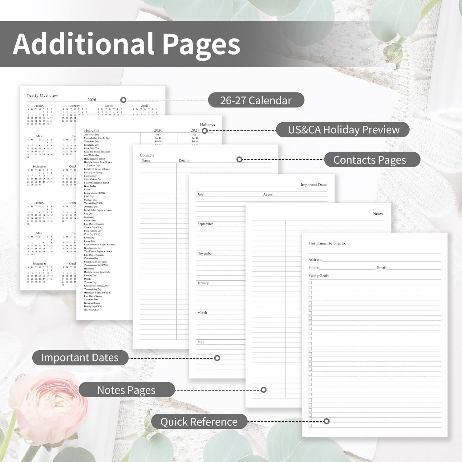 2026-2027 Planner, Weekly & Monthly Calendar with Tabs, 8.5"x11" image 5