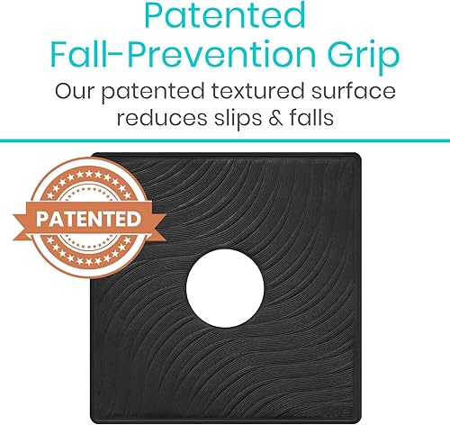 Miniatura 4 de Vive Tapete de ducha de 22 x 22 pulgadas, cuadrado, antideslizante, grande, para bañera, diseño patentado, almohadilla antideslizante de tracción