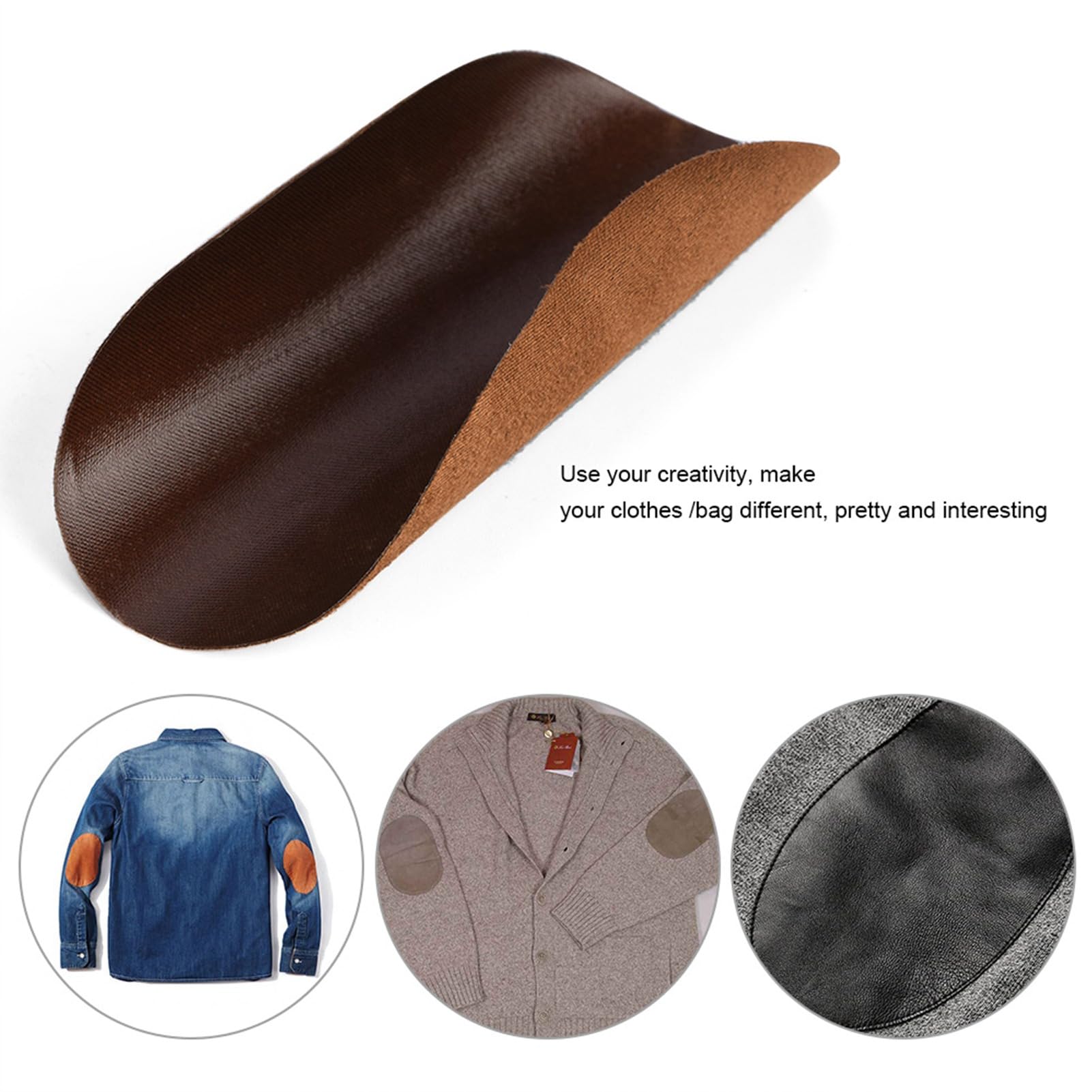 Respicefinem 1 Pack Sewing Repair Elbow Patches Oval Shape, Pu Leather Patch Repair Sewing Elbow Knee Patches Clothing Accessories for Jackets Shirts Clothes Hats Backpacks