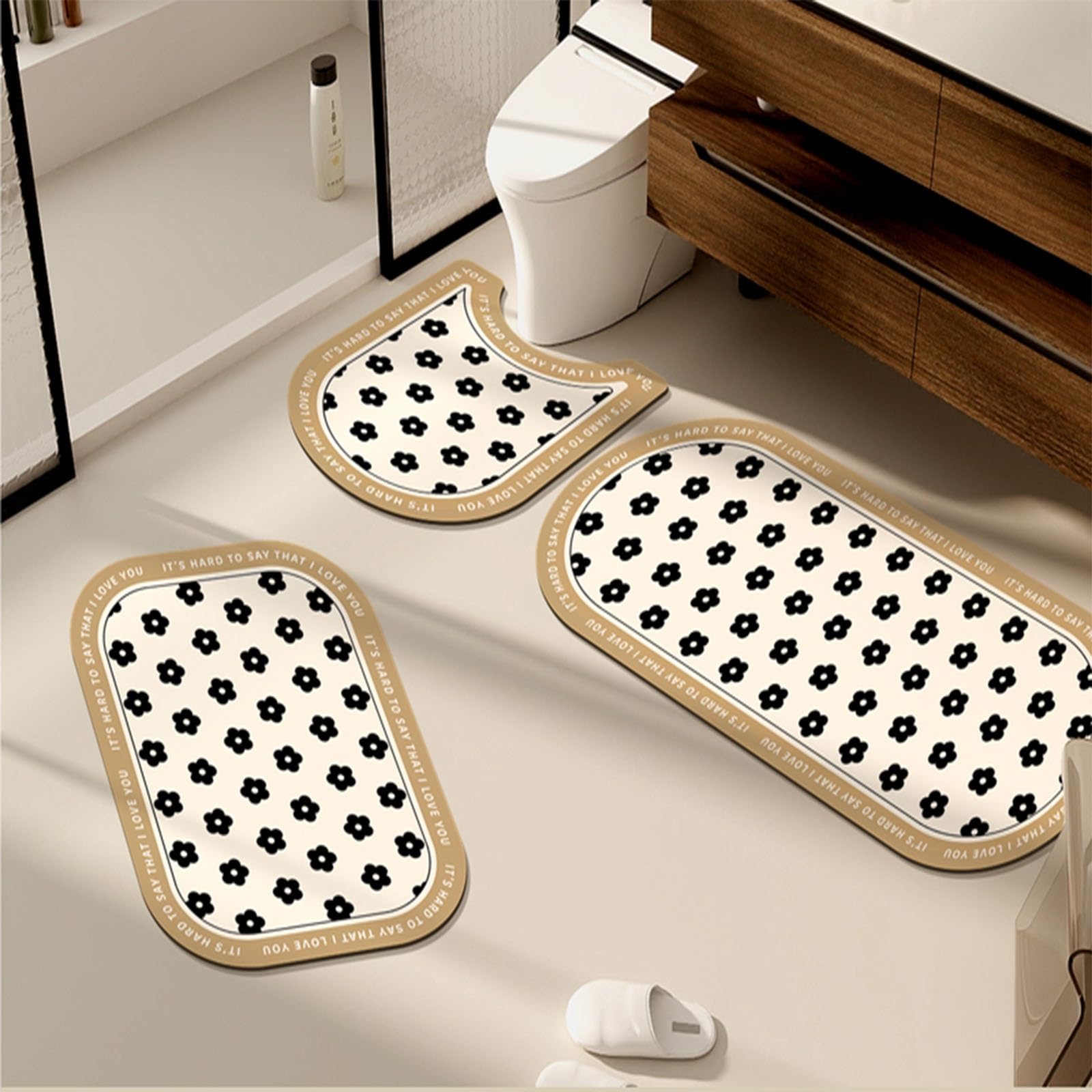 Badteppich Set Badezimmer Set Badezimmerteppich Bad Teppiche Set Badezimmerteppich Set 3 Teilig Badvorleger Set 3 Teilig Badezimmer Garnitur Badmatten Teppich Bad Teppich Badezimmer Badgarnitur (Colo