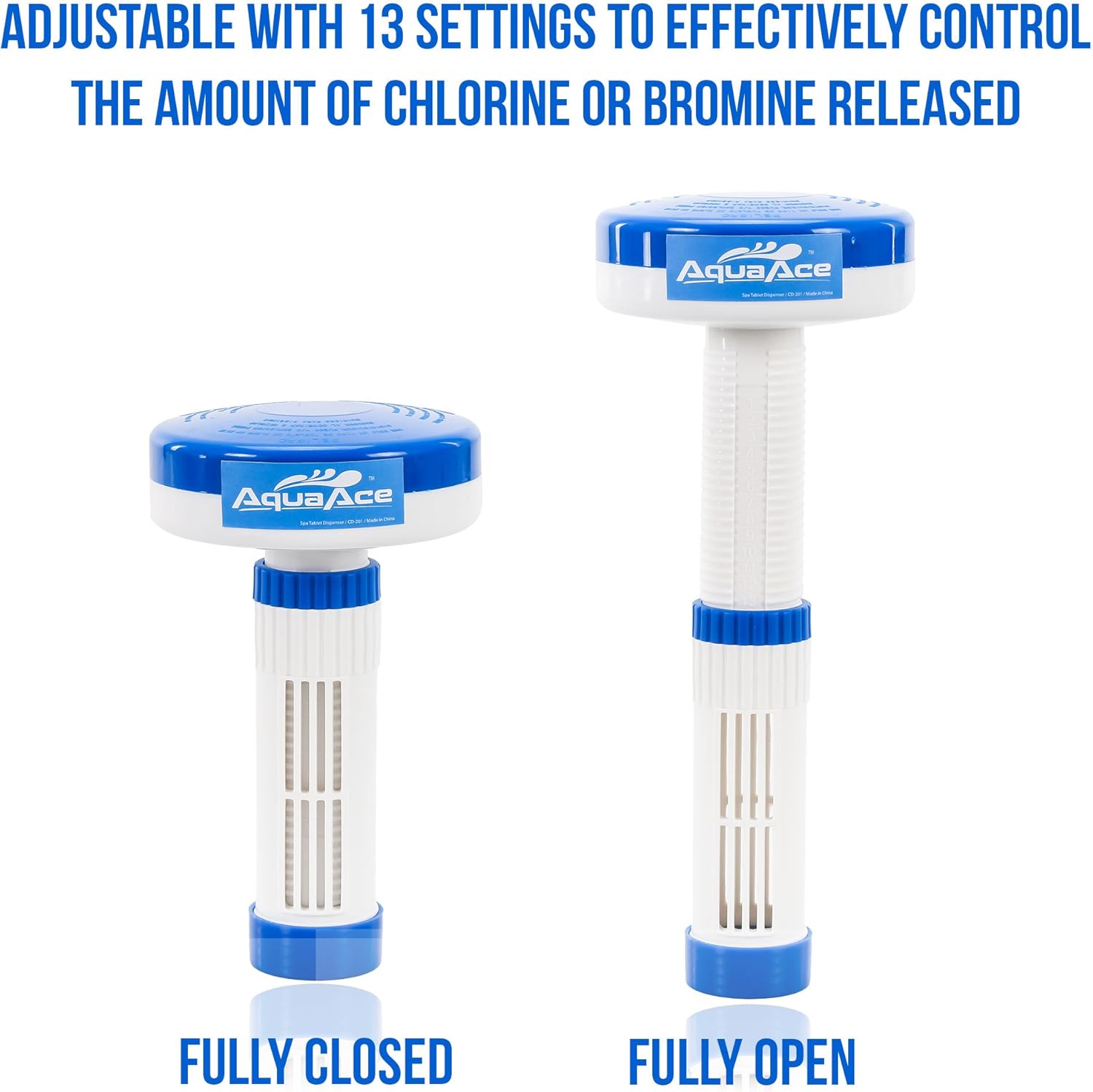 Premium Hot Tub and Spa Floater Dispenser for 1 Inch Bromine or Chlorine Tablets. Adjustable Release with 13 Settings for Maximum Flow Control - Image 5