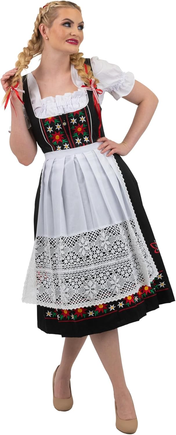 Dirndl Trachten Haus 3-Piece Long Black German Wear Party Oktoberfest Waitress Dress - Image 3