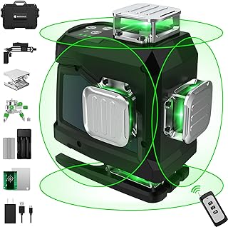 Laser Level, BOHDANGE 16 Lines 4x360°Self Leveling Laser Level Line Tool, 4D Green Cross Line Laser Level for Construction with 4 Brightness Adjustment & Magnetic Bracket.