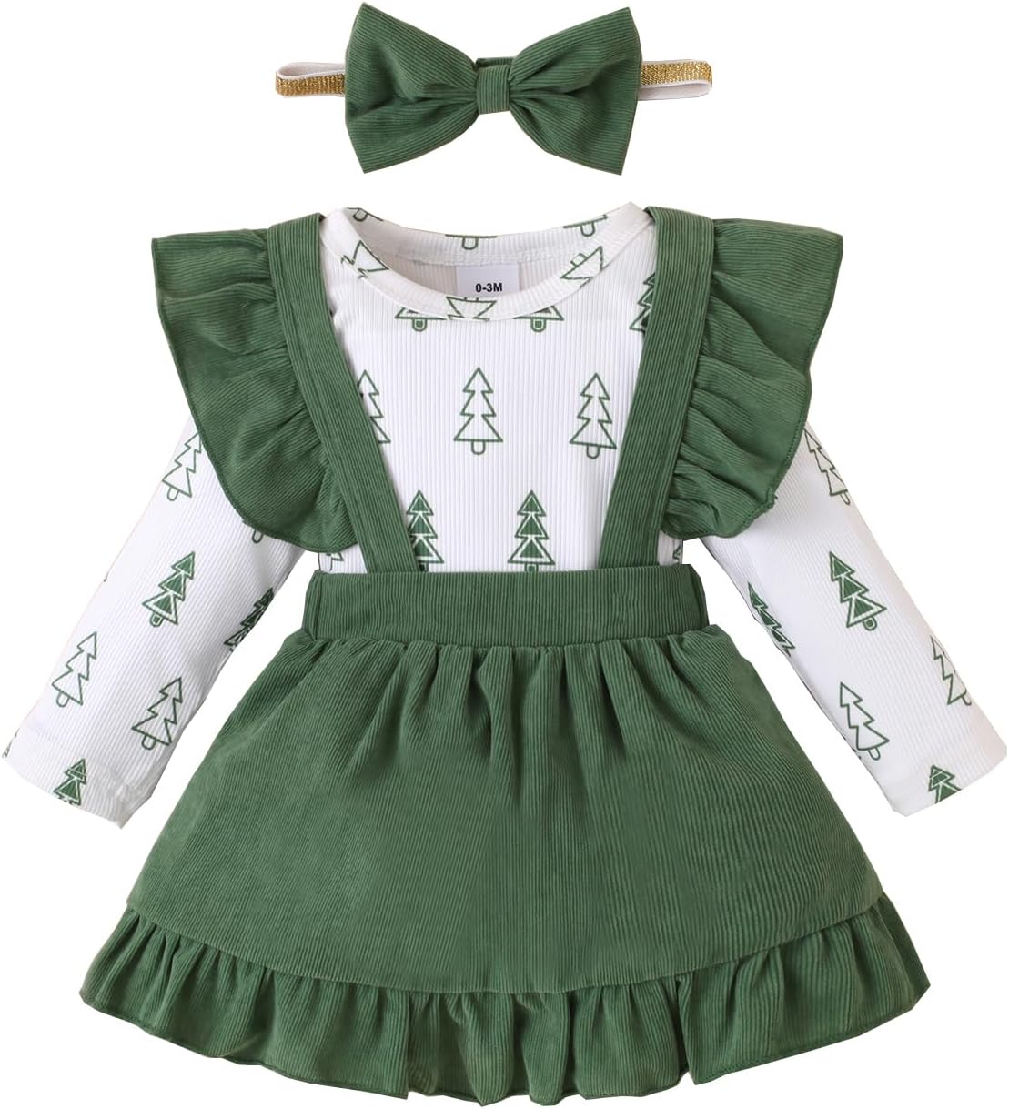 Willow Dance Newborn Baby Girl Clothes Toddler Long Sleeve Christmas Romper Top Ruffle Skirt Overall Dress and Headband