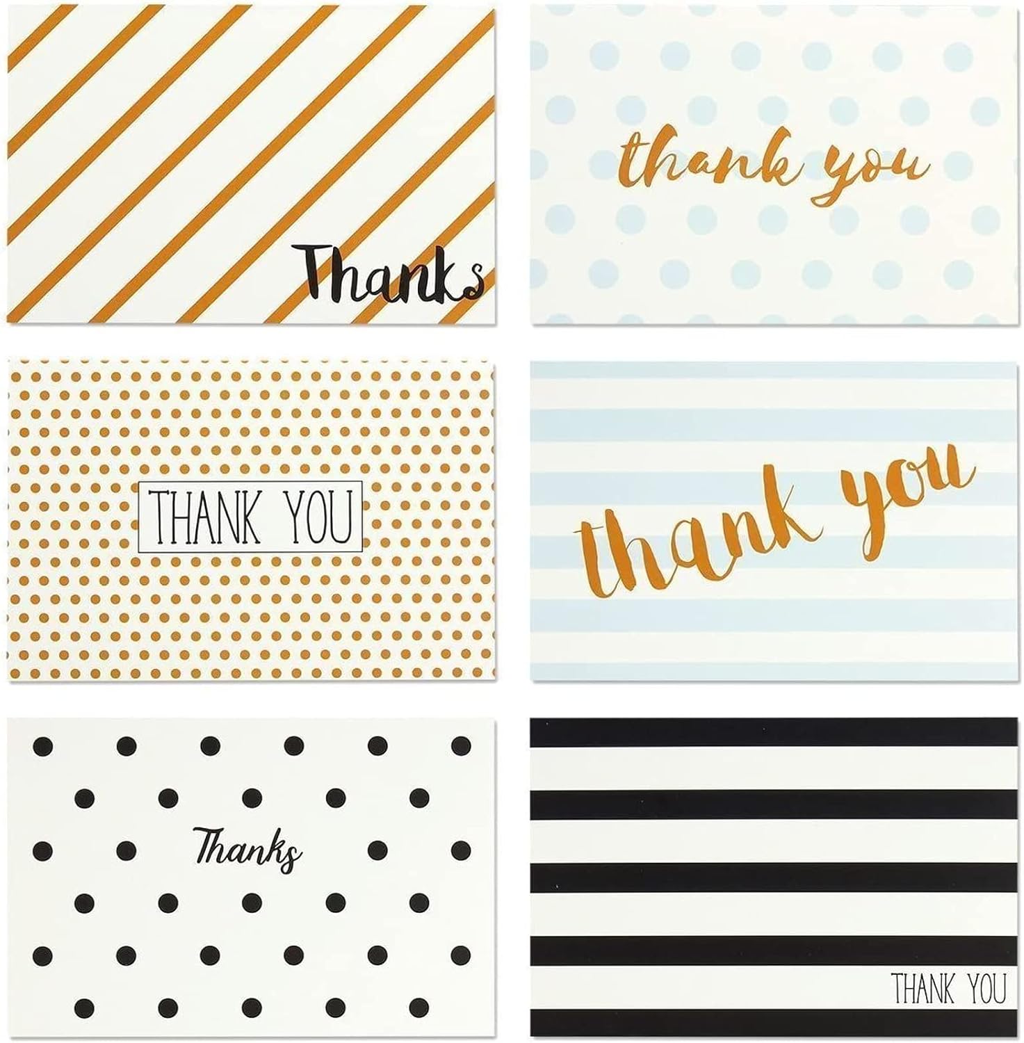 Assorted Thank You Cards Bulk, Blank Greeting Notes with Envelopes (4x6 In, 144 Pack)