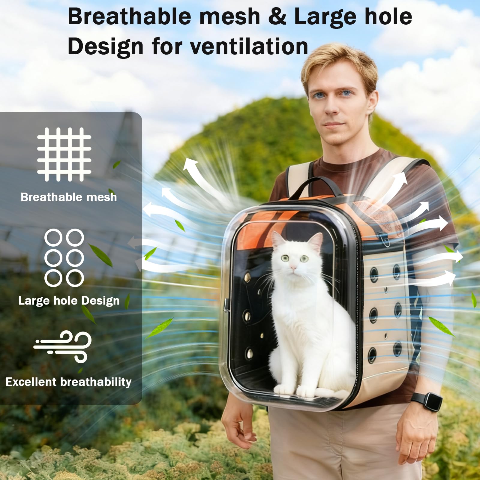 Hp hope Katzenrucksack Bubble Haustier Rucksack, Tragbare und Faltbare Katzentasche, Atmungsaktive und Leichte Hundetasche für Hunde Katzen Haustiere