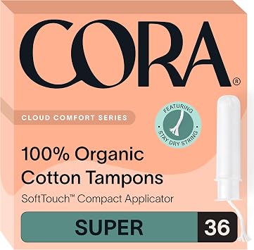 Cora Organic Cotton Tampons 36 Super Tampons