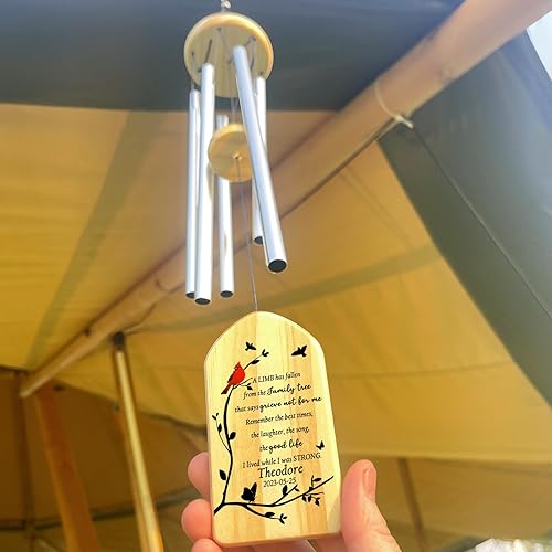 Miniatura 4 de Campanillas de viento cardenales  Campanillas conmemorativas personalizadas para seres queridos  Regalos de duelo y condolencias