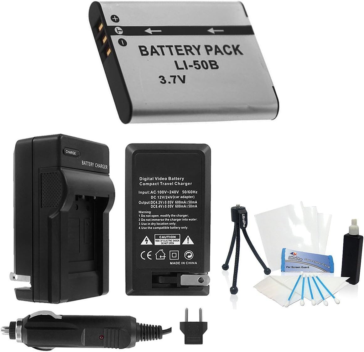LI-50B High-Capacity Replacement Battery with Rapid Travel Charger for Olympus SP-720UZ SP-800UZ SP-810UZ Bundle Included: Automatic Voltage Regulation, Thermal Circuit Protection, and More