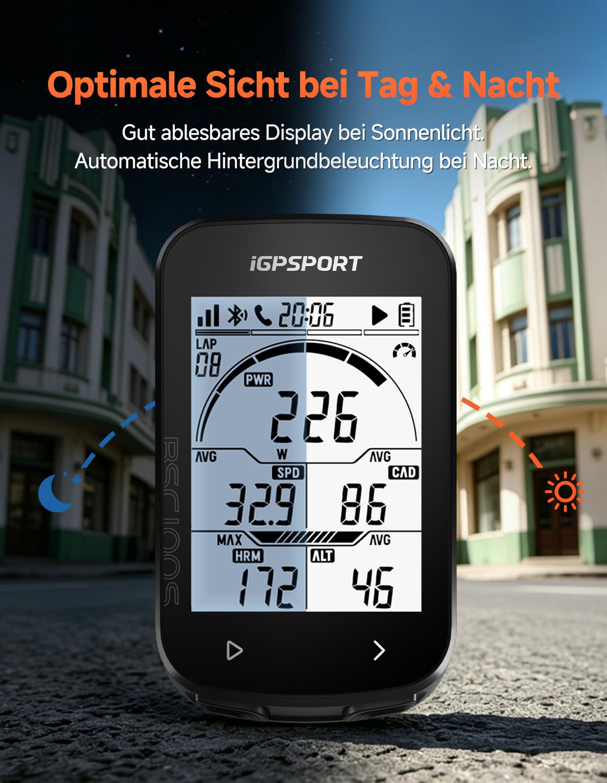 iGPSPORT BSC100S Fahrradcomputer Kabellos, 2.6'' Display Fahrradtacho Kabellos, IPX7 Wasserdicht 40H Wiederaufladbare Batterie Bluetooth5.0 ANT+ (BSC100S)
