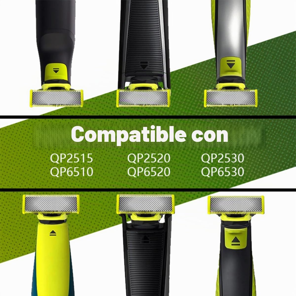 Cuchillas de afeitar compatibles con One Blade, lote de 2/3/4/6, para afeitadora/cortadora eléctrica Philips One Blade (6)