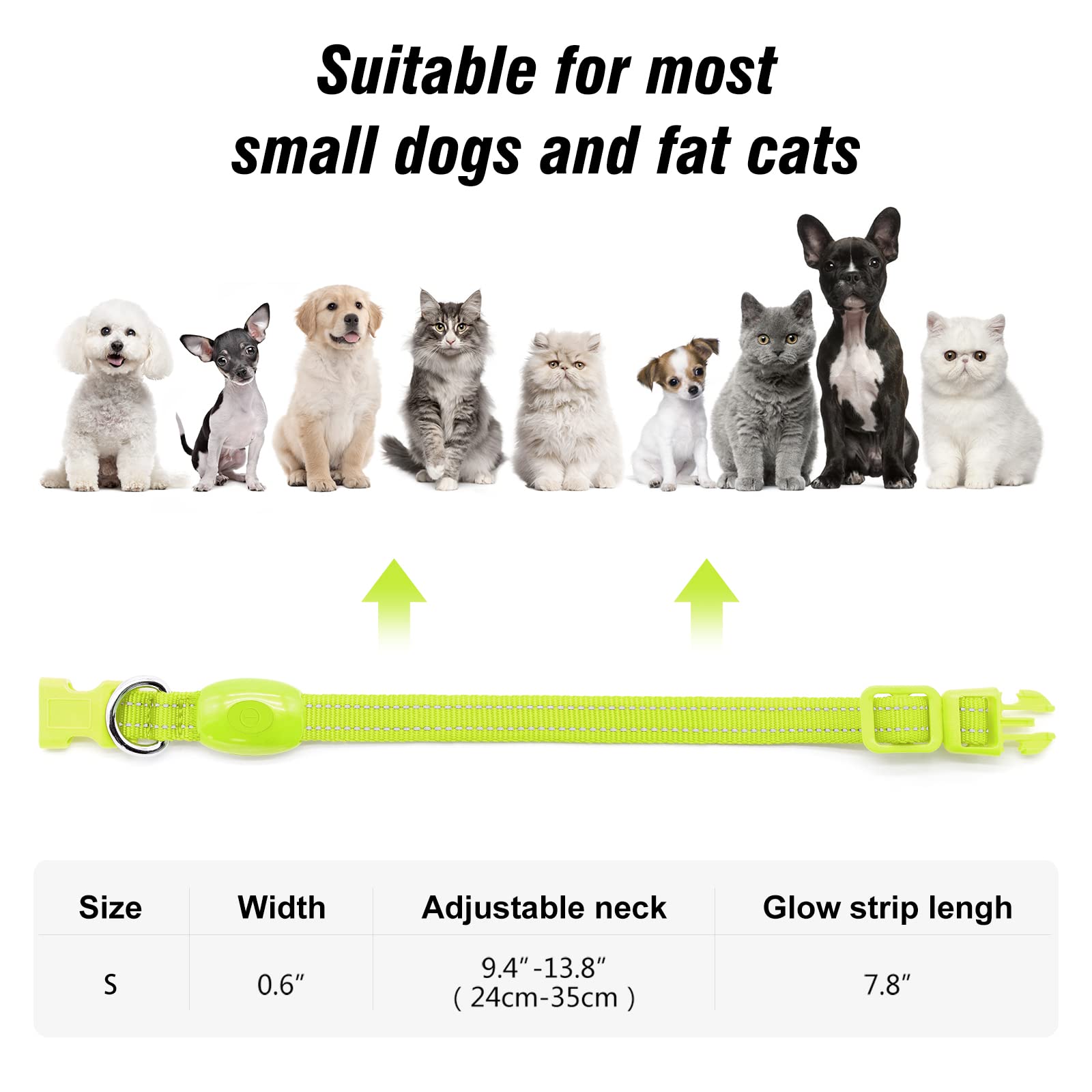 Visinite Collares de perro iluminados para perros pequeños, collar de perro con luz LED recargable, collar de perro iluminado totalmente ajustable, collares de perro que brillan en la oscuridad con