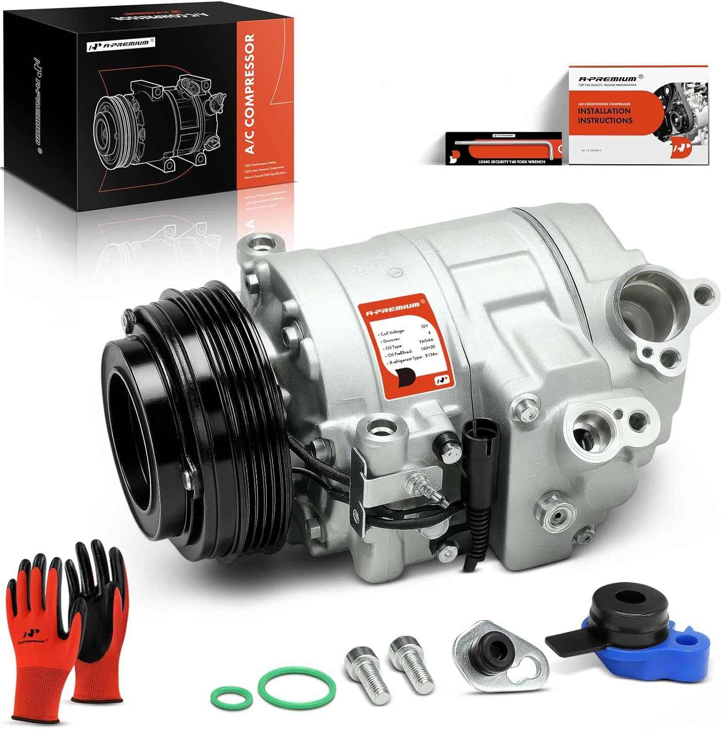A-Premium Air Conditioner AC Compressor with Clutch Compatible with BMW 325Ci 325i 325xi 2003 330Ci 330i 330xi, X3 2004-2006