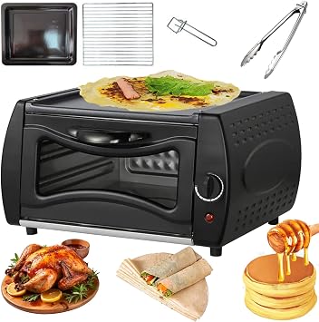 Electric Tandoor Oven, 2-in-1 Roti Maker with Temperature Control, Glass Door, Hot Plate, Bake Tray, 2100W for Naan, Chapati, Lahmacun
