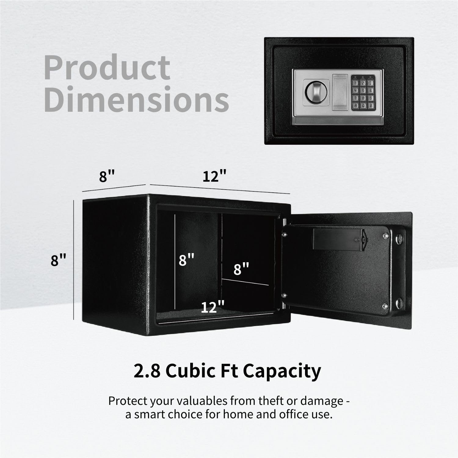 Safe For Home, 1.4 Cubic Feet Small Safe With Electronic Digital Keypad - View #13