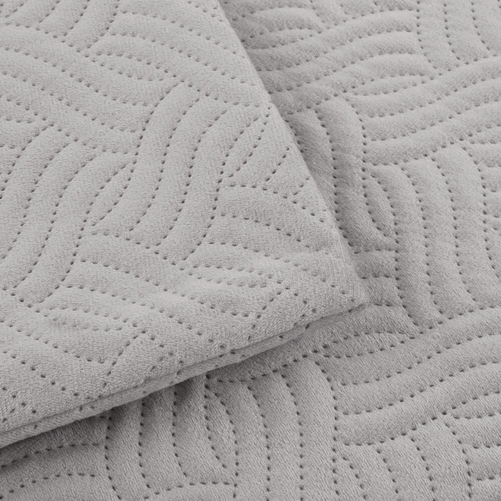 mDesign Solid Color Decorative Quilted Velvet Throw Pillow Cover, Protects Pillows, Use on Beds, Sofas, Couches; 20 x 20 Inches; No Pillow Insert; 2 Pack - Gray