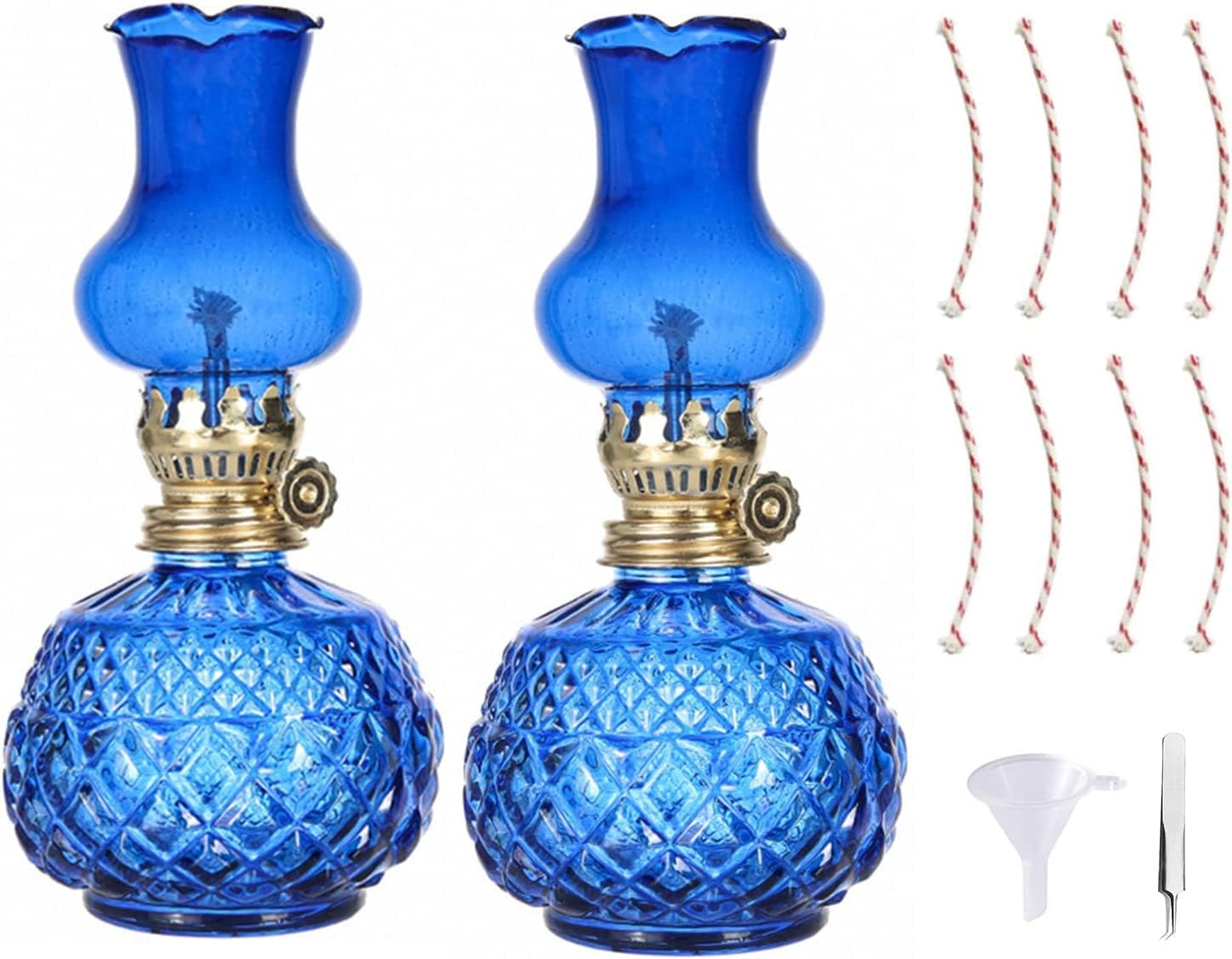 Oil Lamps for Indoors uk,13 Inch Hurricane Lamps with 2/4 Wicks for