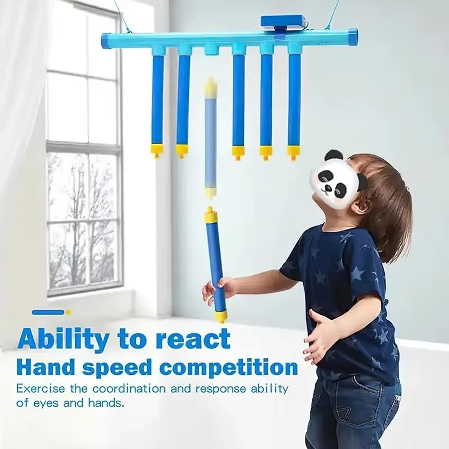 Reflex Challenge Game for Adults, Catching Sticks Game, Hand Eye Coordination Reflex Training Toy, with Remote Control, 3 Adjustable Speeds (Yellow) image 2