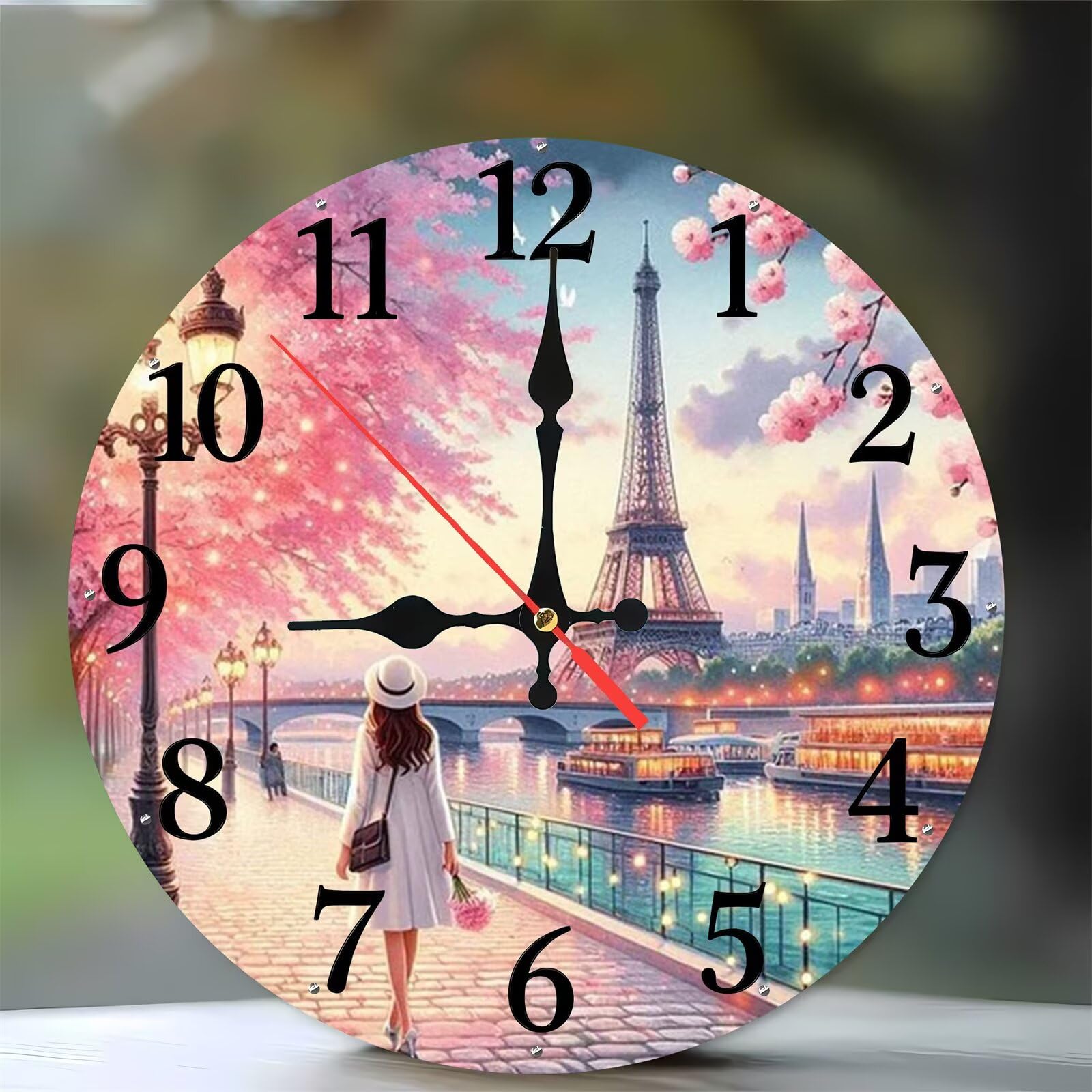 Horloge murale Paris 35cm en bois silencieuse pour salon et cuisine