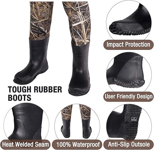 Miniatura 3 de Hisea - Pantalones de neopreno para pesca de niños pequeños y niños, para caza de patos y patos, para niños con botas