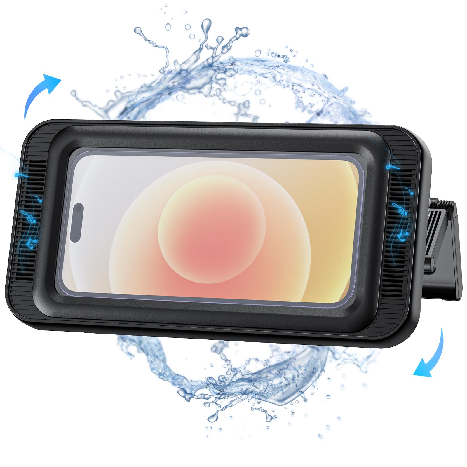 LC-dolida Shower Phone Holder Waterproof with Speaker Holes Sounds Wall  Mount Cell Phone Stand Case for Bathroom Bathtub for Women Men Gift Shower