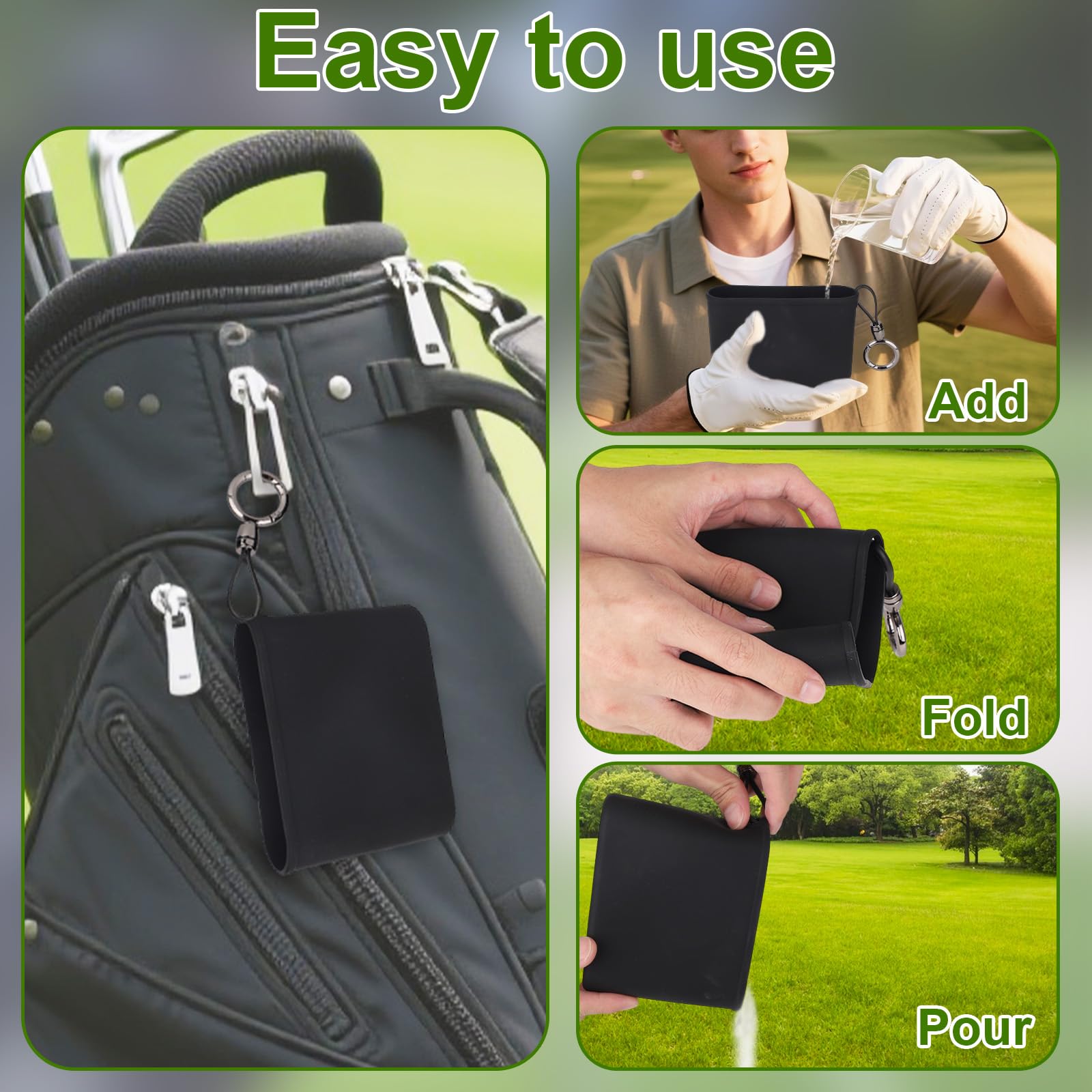 Penitue Sac de Nettoyage pour Clubs et Balles Golf, Silicone Pochette de Nettoyage Balles Golf Nettoie Les Rainures Étanche Lave-Balles Golfs & Clip Détachable Accessoires Sac Cadeaux pour Golfeurs