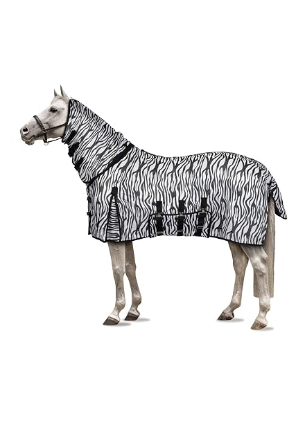 Horze Caballos Defender - Manta antimoscas con parte abdominal, protector de cuello y cola, protección contra…