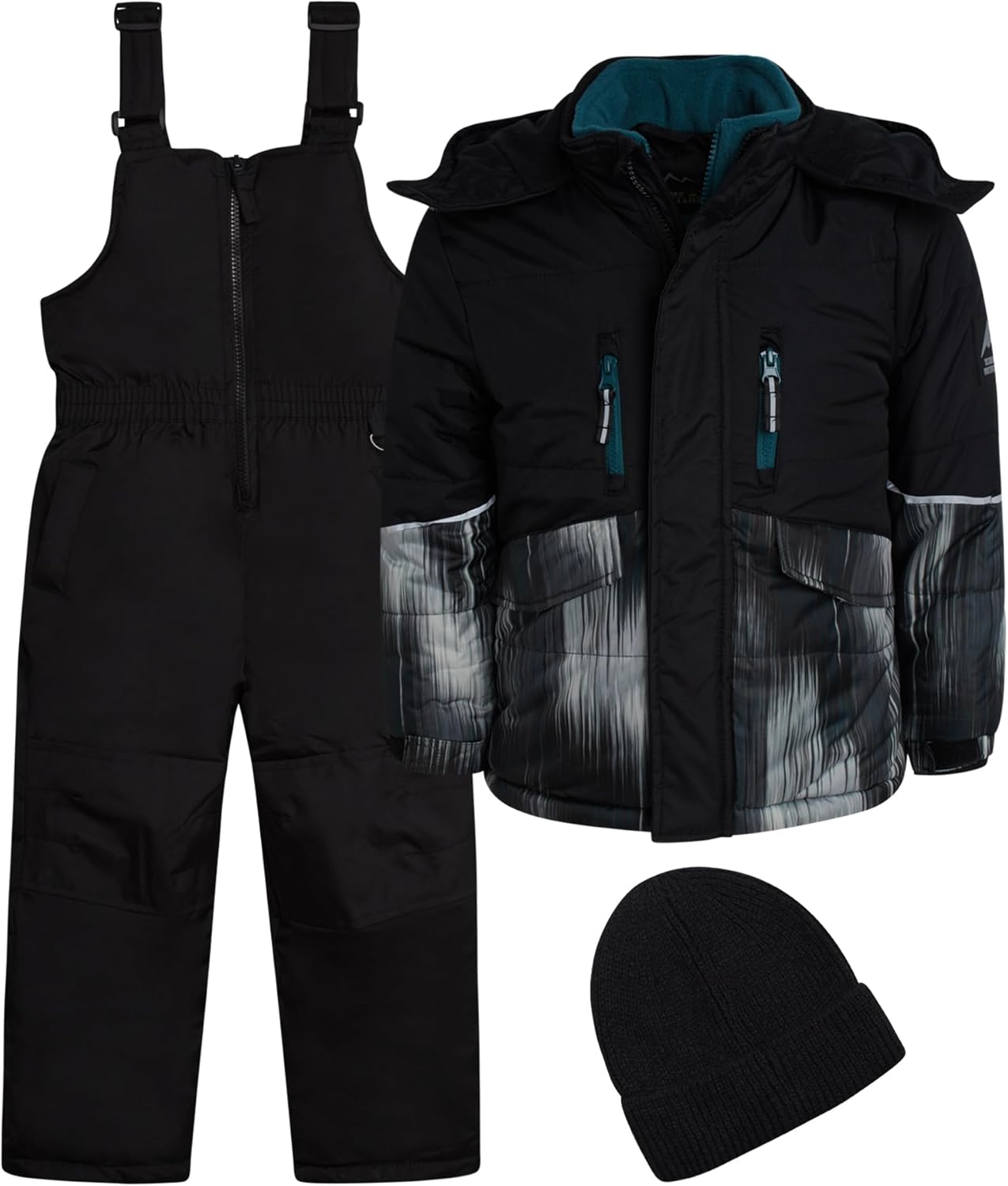 iXtreme Boys Snowsuit Set - 2 Piece Heavyweight Insulated Ski Jacket and Snow Pants Overall Bibs for Boys with Winter Hat