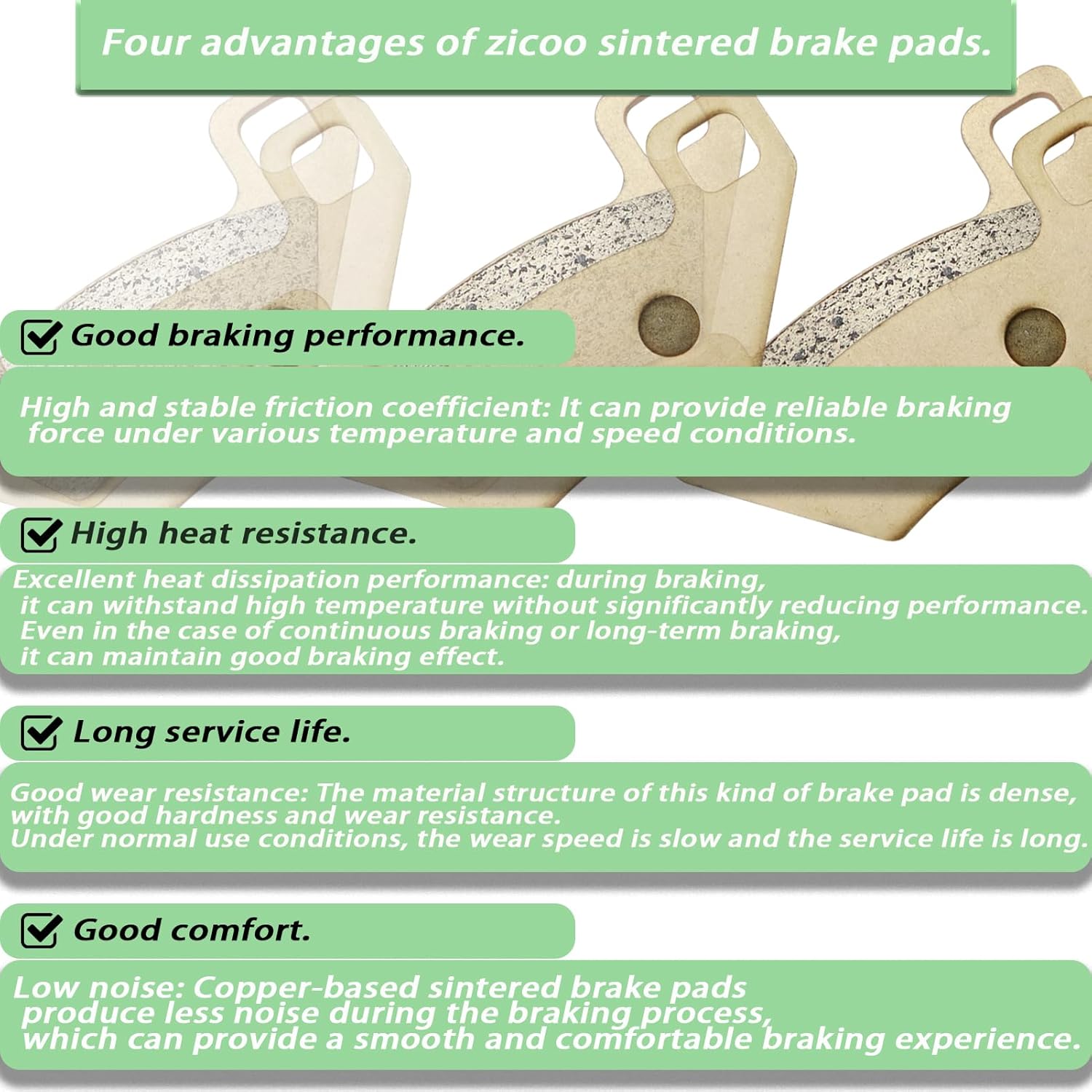 Sintered Brake Pads Front and Rear for Arctic Cat 1000 400 450 500 550 650 700 250 300 350 366 4x4 TRV Alterra Prowler Wildcat Trail Mud Pro