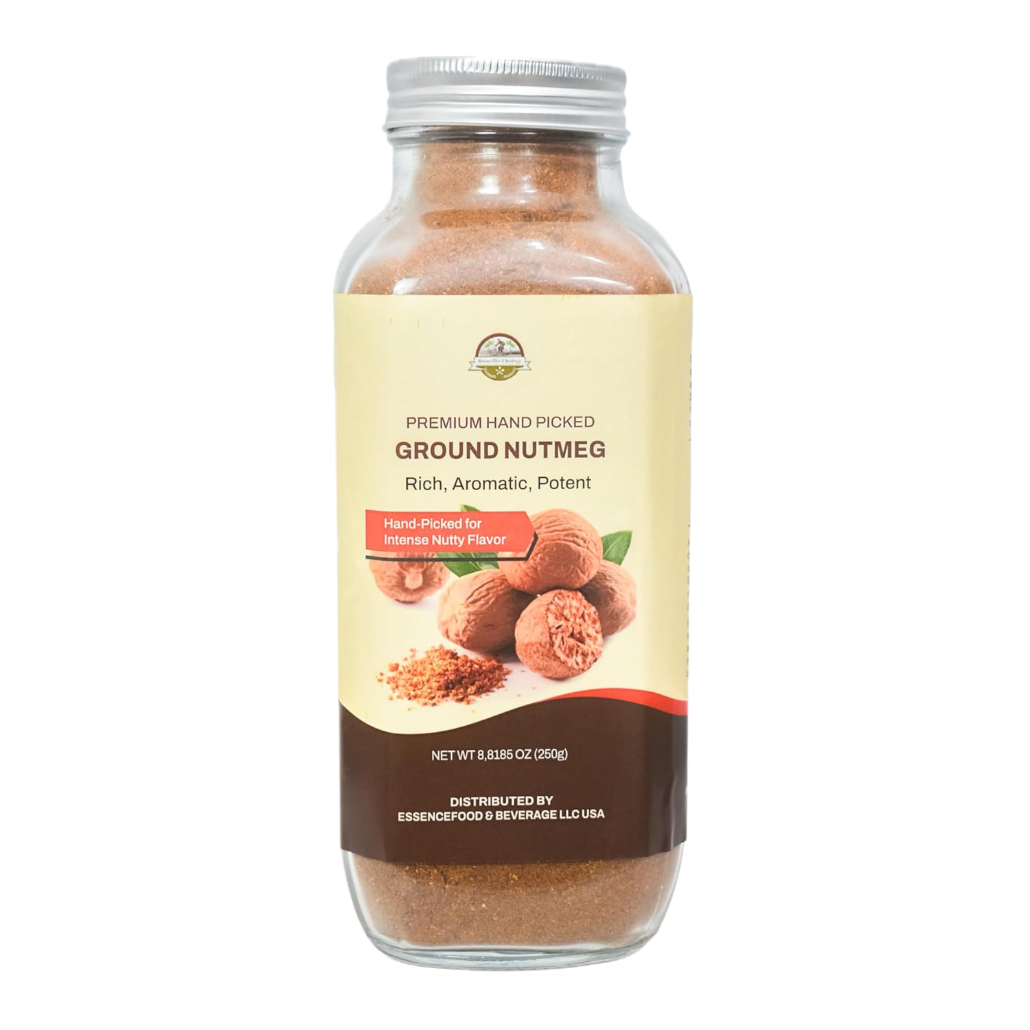 Nutmeg Ground 8.8 OZ Jar: 100% Natural, Strong Aroma for Baking and Cooking
